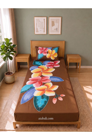 Hand Painted Rayon Bedsheet Set Single Size
